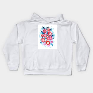 Red and Blue Watercolor Painting Kids Hoodie